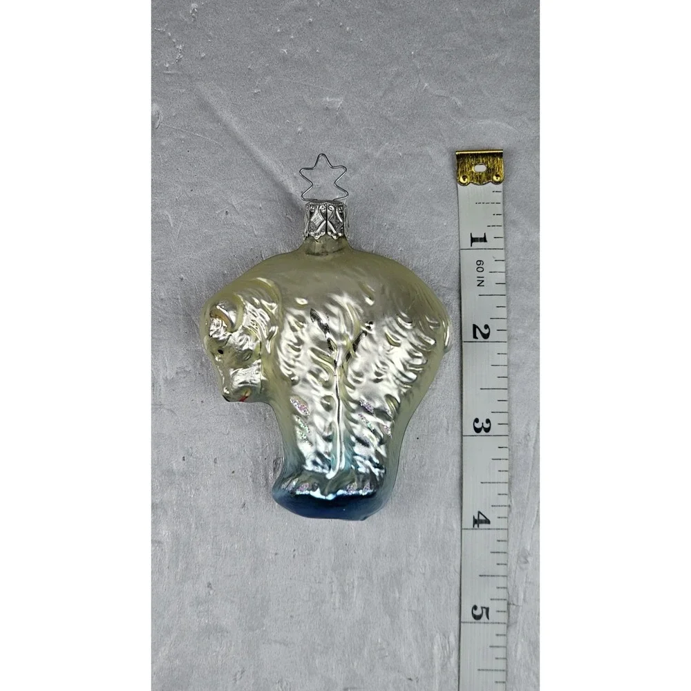 Vintage Christopher Radko Polar‎ Bear Glass Christmas Ornament Silver Blue